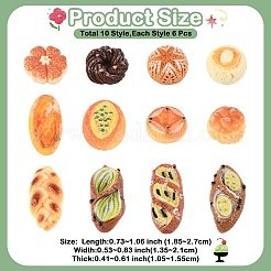 60 Stück opake Harz-Imitat-Lebensmittel-Decoden-Cabochons&nbsp;RESI-YW0004-53