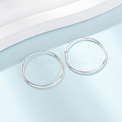 925 plata esterlina pendientes de aro huggie&nbsp;EJEW-C179-05A-S