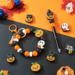 6 Stück Silikon-Brennperlen in 6 Stilen mit Halloween-Motiv&nbsp;SIL-TA0002-44