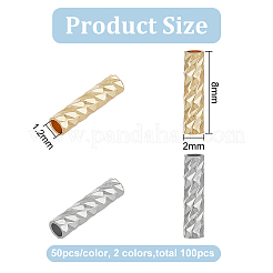 100 pièces 2 couleurs de perles de tube en laiton&nbsp;FIND-BC0004-97
