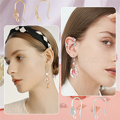 12 pz 2 colori in ottone micro spianare ganci per orecchini in zirconi chiari&nbsp;KK-BBC0007-94