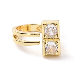 Anello a polsino aperto rettangolo con zirconi cubici&nbsp;RJEW-G270-01G