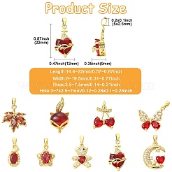 Ciondoli in ottone con micro pavé di zirconi da 9 pezzo&nbsp;KK-CJ0003-99