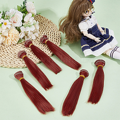 Kunststoff lange gerade Frisur Puppe Perücke Haare&nbsp;DIY-WH0656-99B