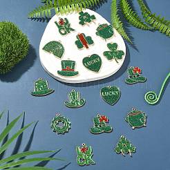 Pendenti smaltati in lega glitterata da 24 pz 12 stili per il giorno di San Patrizio&nbsp;ENAM-CJ0005-62