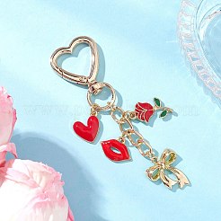 Valentinstag Bowknot Herz Rose Legierung Emaille Anhänger Dekorationen&nbsp;HJEW-JM04468