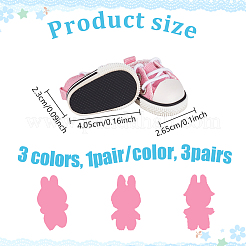 3 Paar Puppenschuhe aus Baumwolle in 3 Farben&nbsp;DIY-NB0015-84