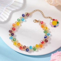 Verstellbare Armbänder aus Glasperlen mit lächelndem Gesicht für Damen&nbsp;BJEW-MZ00339