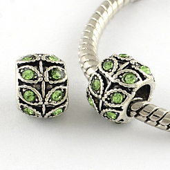 Antikes Silber überzogene Legierung Rhinestone-großes Loch European Beads&nbsp;MPDL-R041-02