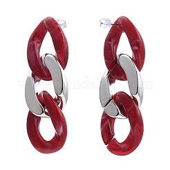 Orecchini pendenti con catene barbazzale in plastica acrilica e CCB&nbsp;EJEW-JE04240-M