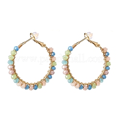Boho boho rotondo cerchio grande orecchini a cerchio con perle di vetro&nbsp;EJEW-JE04618