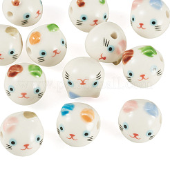 Cuentas de cerámica de porcelana impresas a mano&nbsp;PORC-BG0001-03