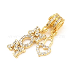 Pendentifs en laiton avec micro pavé de zircone cubique transparent pour la fête des mères&nbsp;CU-CBAD306-11G
