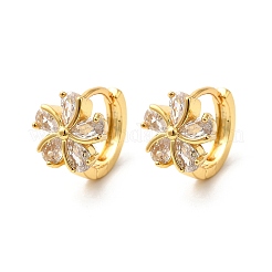 Boucles d'oreilles créoles en laiton à fleurs&nbsp;EJEW-S256-01B-G