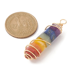7 Chakra-Edelstein-Doppelterminal-Spitzanhänger&nbsp;PALLOY-TA00057-02
