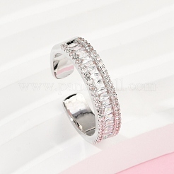 Manschettenringe aus Messing mit Mikropavé-Zirkonia für Damen&nbsp;RJEW-F182-01P