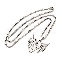 Colliers à chaîne en acier inoxydable 201 de style punk avec pendentif tête de bétail découpé au laser pour femmes et hommes&nbsp;NJEW-E156-04P