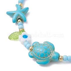 Braccialetti con perline di vetro e turchese sintetico a tema oceano&nbsp;BJEW-MZ00305-02