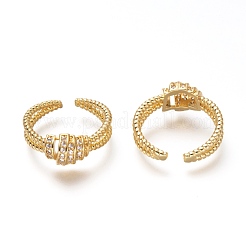Messing Micro Pave klare Manschettenringe aus Zirkonia&nbsp;RJEW-P018-10G
