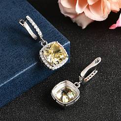 925 orecchini a cerchio pendenti in argento sterling con micro pavè di zirconi cubici&nbsp;EJEW-F371-01A-02