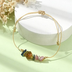 Braccialetti di perline intrecciate con scaglie di tormalina multicolore naturale&nbsp;BJEW-JB09851-10