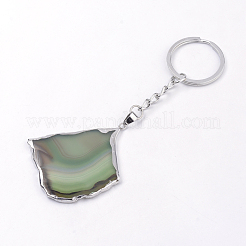 Porte-clés en agate naturelle plaqué platine&nbsp;KEYC-S252-07