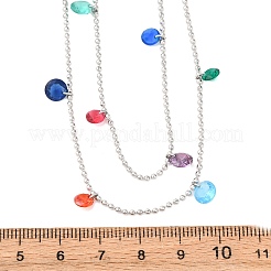Collana a doppio strato con ciondoli a forma di nappa piatta e rotonda in acciaio inossidabile 304&nbsp;NJEW-A051-05P