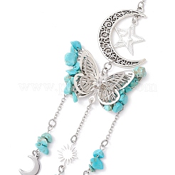 Ornamenti pendenti in lega di luna cava con farfalla&nbsp;HJEW-TA00173-02