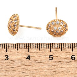 Orecchini a bottone in ottone con zirconi chiari e micro pavè&nbsp;EJEW-K300-18G