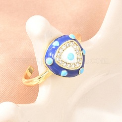 Anelli aperti con polsino in ottone micro pavé di zirconi cubici per donna&nbsp;RJEW-K264-16G-02