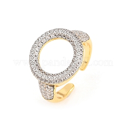 Anillos abiertos de latón con micropavé de circonitas cúbicas transparentes&nbsp;RJEW-T028-02B-G