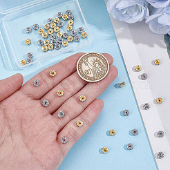 60 pieza de cuentas espaciadoras de rhinestone de acero inoxidable quirúrgico 316 de 2 colores&nbsp;STAS-HY0002-08