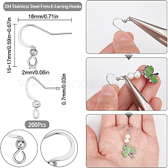 200 crochet de boucle d'oreille français en acier inoxydable 304&nbsp;STAS-SC0006-36P