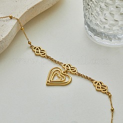 Valentinstag-Halsketten mit chinesischem Knotenherzanhänger aus Edelstahl 304 für Damen&nbsp;WG6D189-01