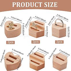 6 Stück 3 Stile Holz Fingerring Displayständer&nbsp;RDIS-OC0001-04