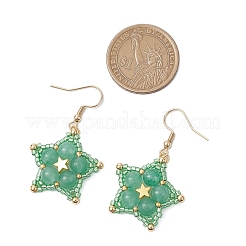 Orecchini naturali avventurina verde ciondola&nbsp;EJEW-JE06238-03