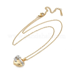 Collane con ciondolo a forma di cuore con fiocco in ottone&nbsp;LS-NJEW-K280-06G-01