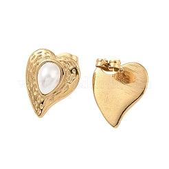 Boucles d'oreilles à tige en acier inoxydable 304 plaqué ion (IP) avec perles d'imitation ABS pour femmes&nbsp;EJEW-N055-13G