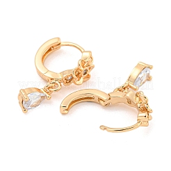 Orecchini a cerchio in ottone con zirconi cubici chiari micro pavè&nbsp;EJEW-A107-10B-KCG