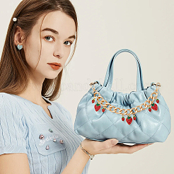 2 pz lega smaltata ciondolo fragola in alluminio borsa catene decorative&nbsp;HJEW-BBC0001-27B