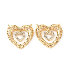Pendenti a 2 anello in ottone con micro pavé di zirconi cubici&nbsp;ZIRC-P106-29G