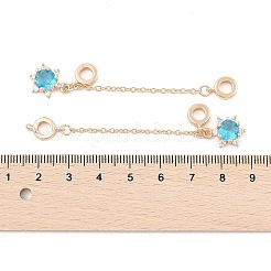 Cremagliera placcatura stella ottone blu cielo profondo zirconi cubici catene di sicurezza europee&nbsp;KK-F879-21G