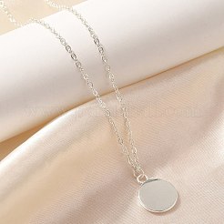 Collane a catena con ciondolo a moneta rotonda piatta in acciaio inossidabile 304 per donna&nbsp;LS-STAS-Z108-02S-01