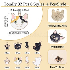 32pcs 8 styles de pendentifs en émail en alliage&nbsp;ENAM-TA0004-17