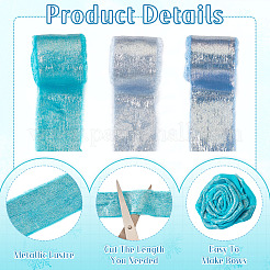 Ozean/Winter Thema 3 Rolle 3 Farben Polyester ausgefranstes Band&nbsp;DIY-TA0011-47A