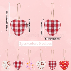 12 Stück 6 Farben Valentinstag Schaum & Stoff Anhänger Dekoration&nbsp;AJEW-CY0001-34