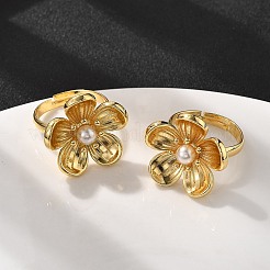 Anelli in ottone con fiori per le donne&nbsp;LS-RJEW-S622-05G