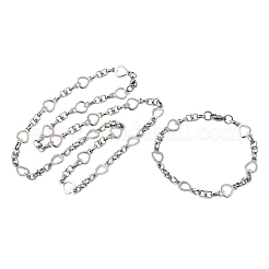 Schmucksets aus Herzgliederkette und Armband aus Edelstahl 304&nbsp;SJEW-L199-08P