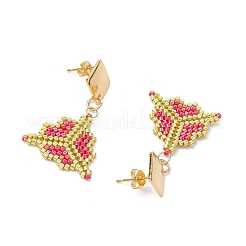 Boucles d'oreilles pendantes en perles Miyuki Delica et acier inoxydable 304&nbsp;EJEW-MZ00418-01