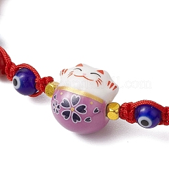 Braccialetto con perline intrecciate con lanmpword regolabile e malocchio&nbsp;BJEW-JB11059